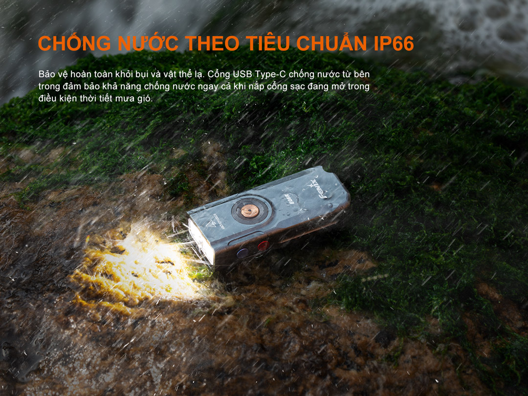 Chống nước theo IP66 có thể sử dụng tốt trong điều kiện mưa gió kể cả khi có mở nắp cổng sạc