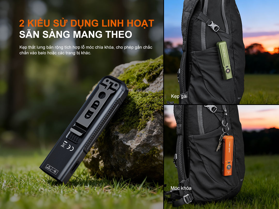 Đèn pin EDC 3 nguồn sáng Fenix E06R Pro – 1600 lumen, UV & Laser, sạc USB-C