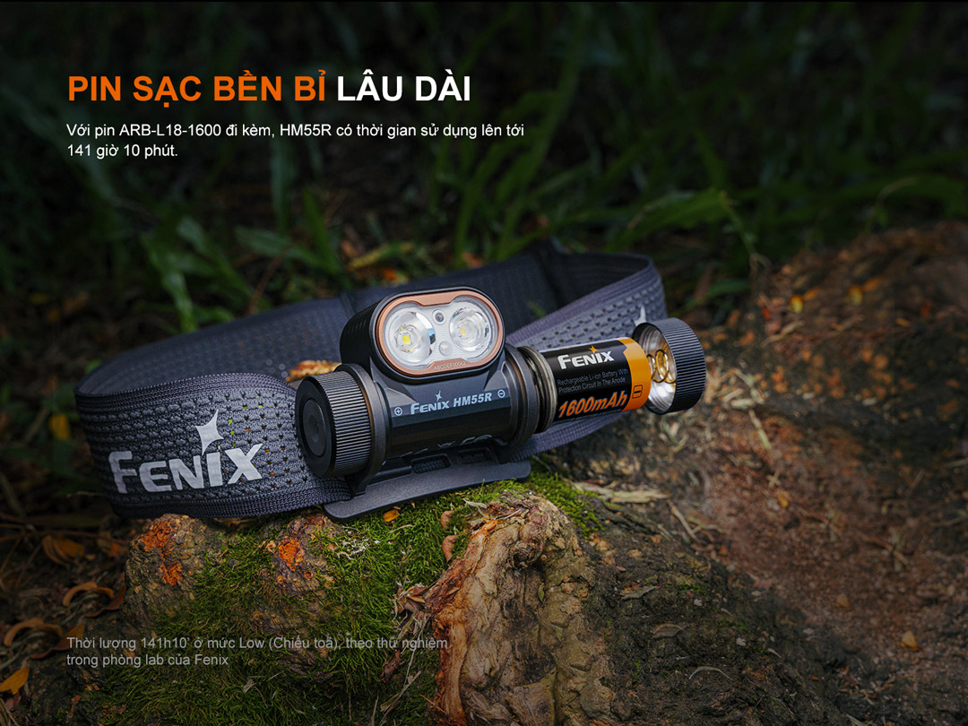 Fenix HM55R – Đèn đội đầu 2 nguồn sáng - sáng 1200lm, chiếu xa 175m