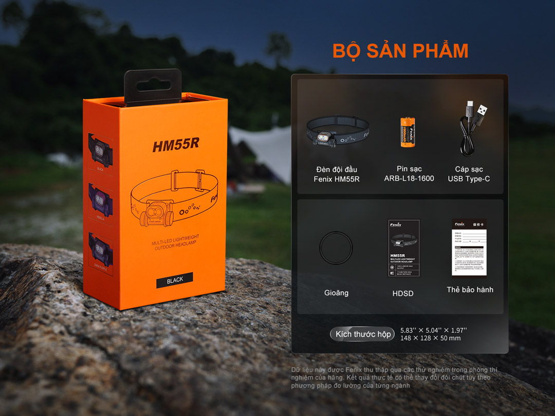 Fenix HM55R – Đèn đội đầu 2 nguồn sáng - sáng 1200lm, chiếu xa 175m