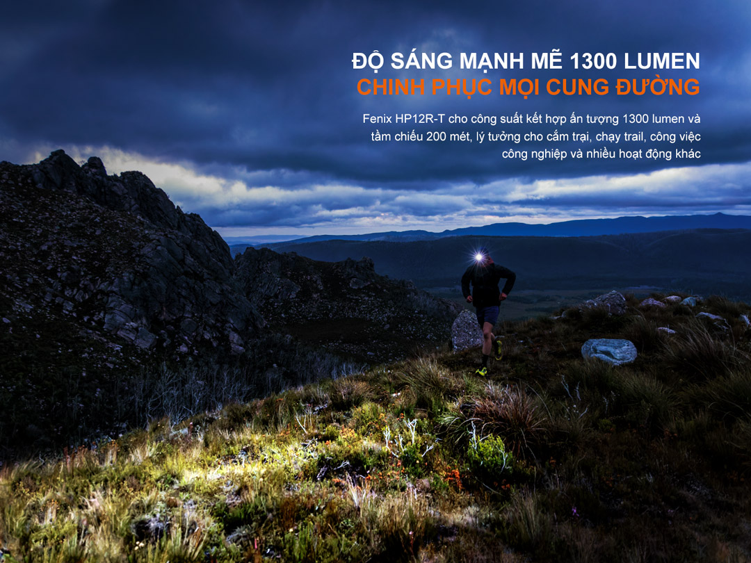 FENIX HP12R-T – Đèn đội đầu chạy trail 1300lm, chiếu xa 200m, USB-C