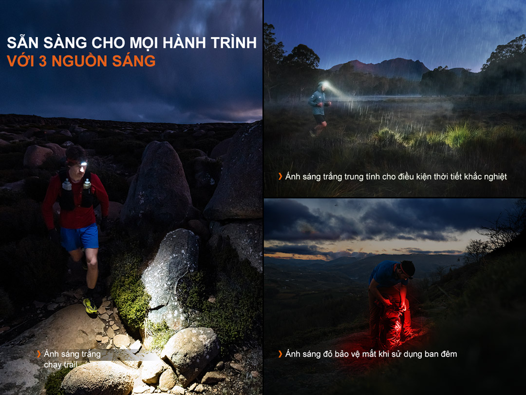 FENIX HP12R-T – Đèn đội đầu chạy trail 1300lm, chiếu xa 200m, USB-C