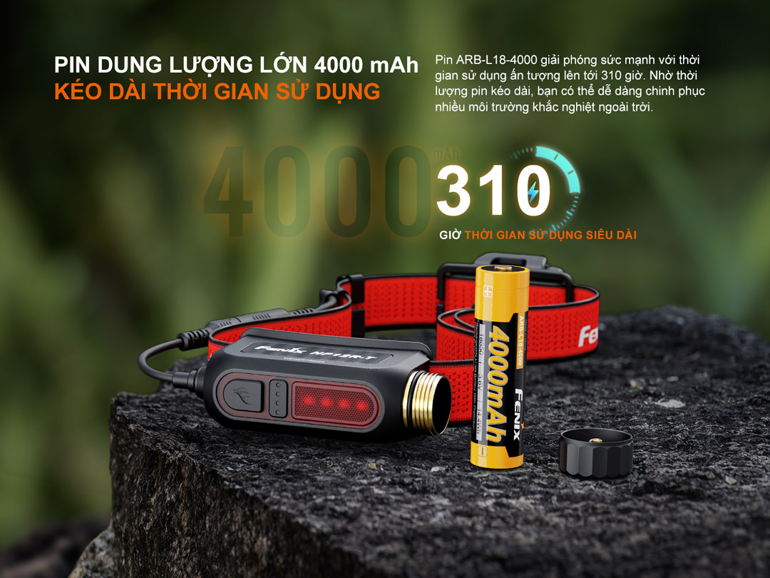 FENIX HP12R-T – Đèn đội đầu chạy trail 1300lm, chiếu xa 200m, USB-C