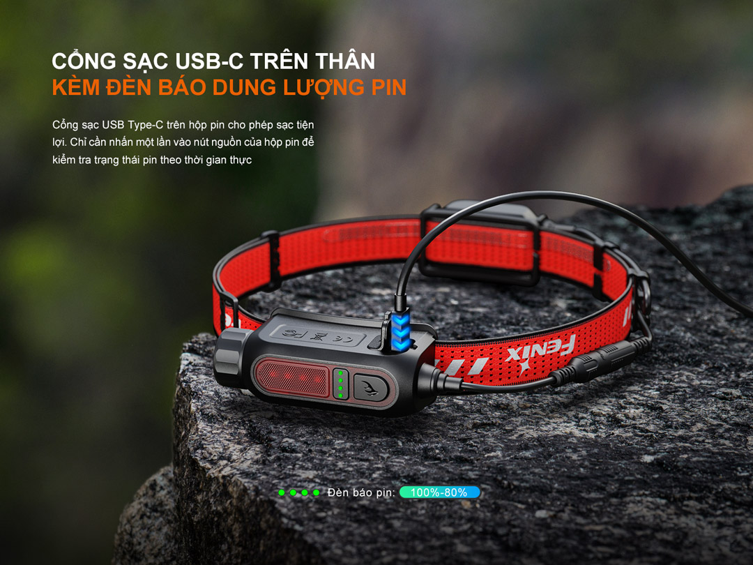 FENIX HP12R-T – Đèn đội đầu chạy trail 1300lm, chiếu xa 200m, USB-C