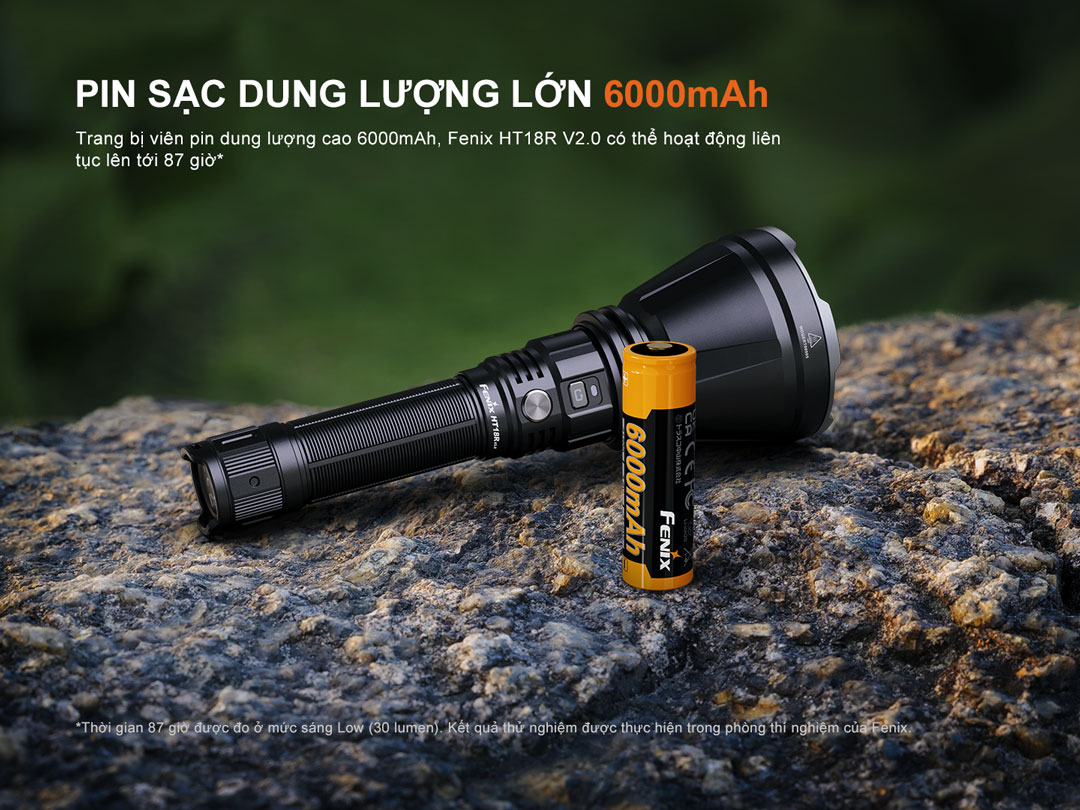 FENIX HT18R V2.0 – Đèn pin chiếu xa siêu sáng 3700 lumen, chiếu xa 1100m, pin sạc 6000mAh, IP68