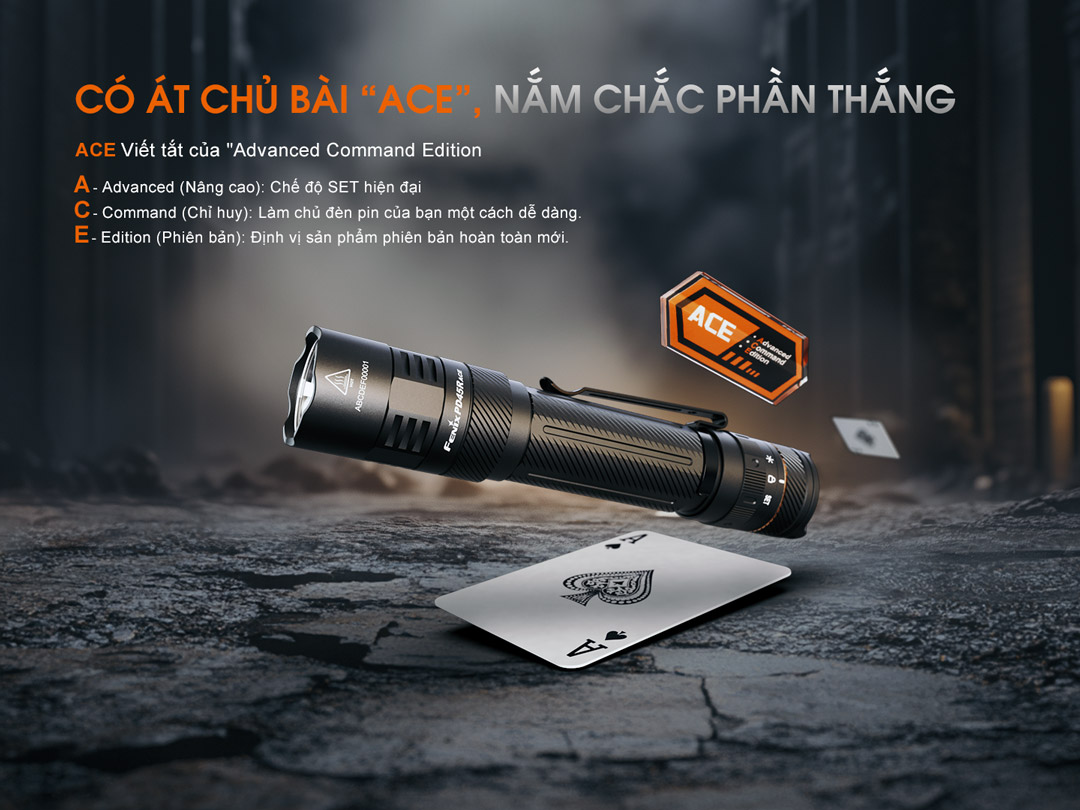 Đèn pin Fenix PD45R ACE phiên bản ACE - Advanced Command Edition với thiết kế mạnh mẽ, là công cụ lý tưởng cho tác chiến.