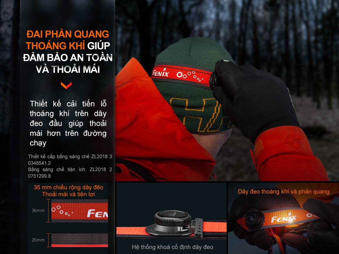 Đèn pin đội đầu FENIX HL32R-T sáng 800 lumen chiếu xa 132m sạc USB-C