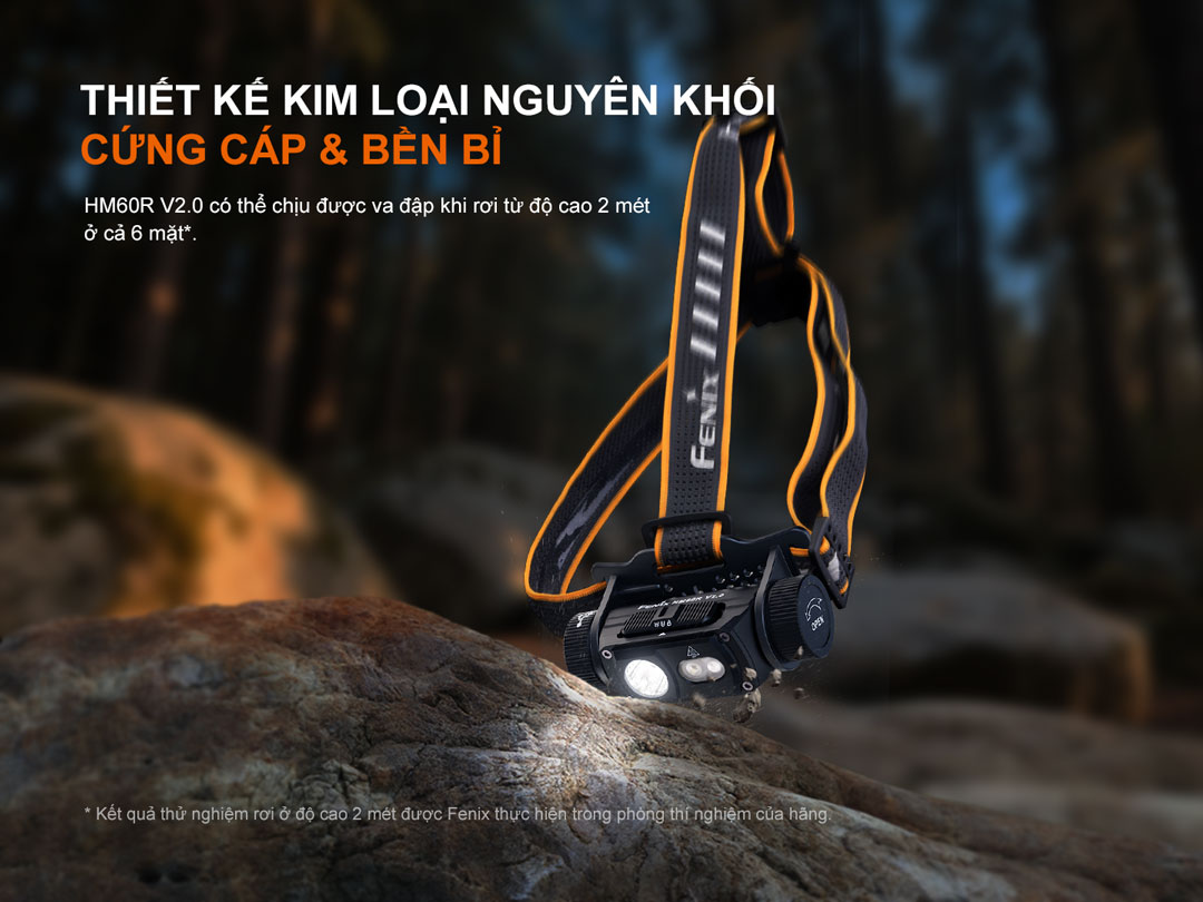 Đèn pin đội đầu Fenix HM60R V2.0 – 1600 lumens, chiếu xa 170m, pin 4000mAh, chống nước IP68