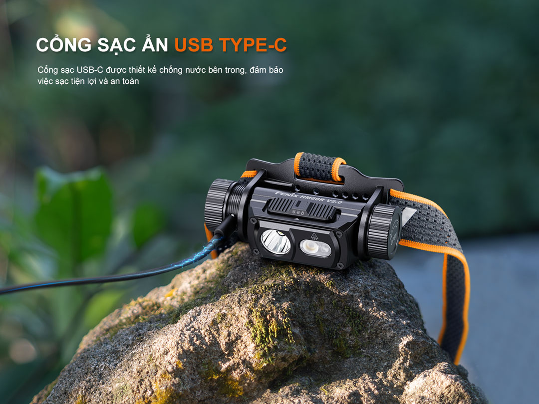 Đèn pin đội đầu Fenix HM60R V2.0 – 1600 lumens, chiếu xa 170m, pin 4000mAh, chống nước IP68