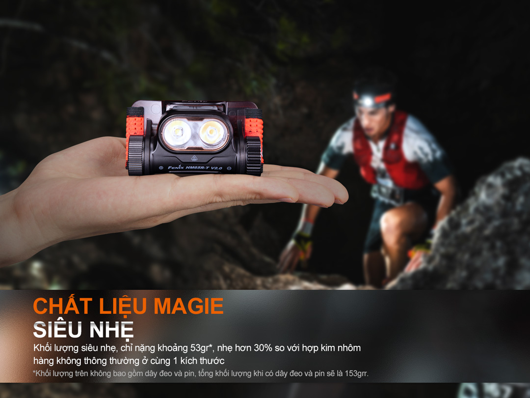 Đèn pin đội đầu Fenix HM65R-T V2.0 sáng 1600 lumens chiếu xa 170m chuyên chạy trail