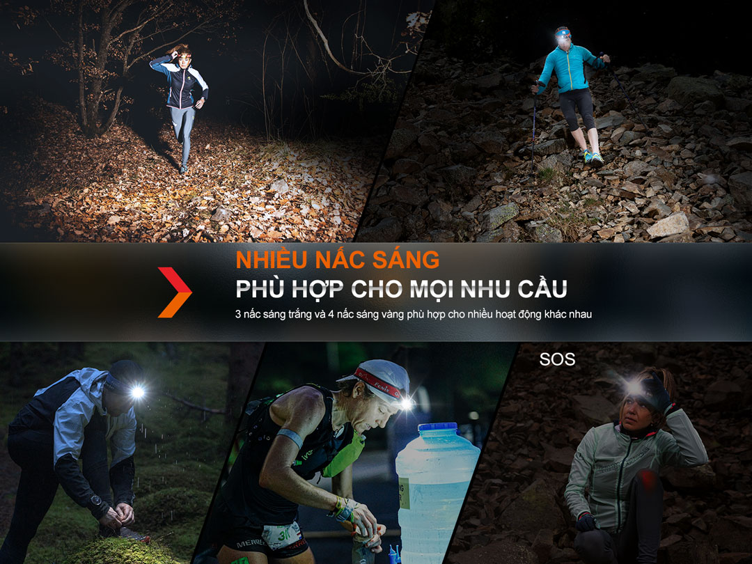 Đèn pin đội đầu Fenix HM65R-T V2.0 sáng 1600 lumens chiếu xa 170m chuyên chạy trail