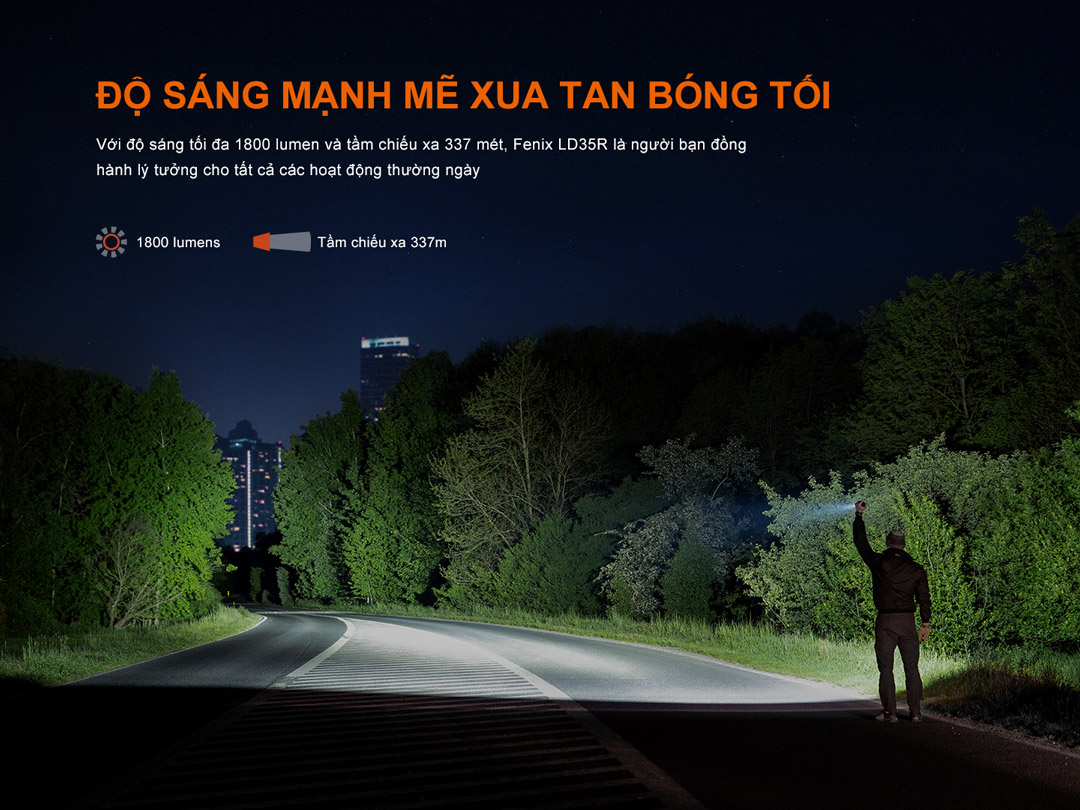 Fenix LD35R – Đèn pin đa nguồn sáng 1800lm, chiếu xa 337m, sạc USB-C