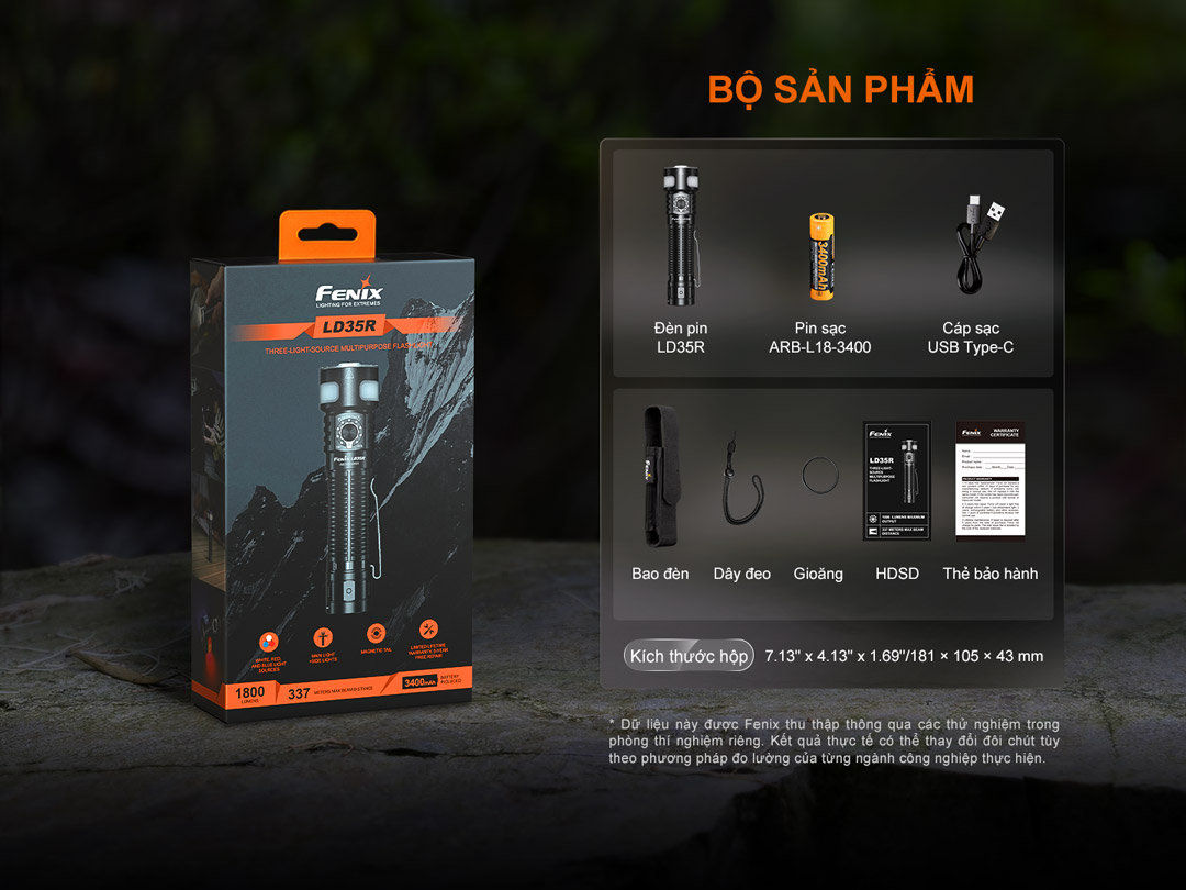 Fenix LD35R – Đèn pin đa nguồn sáng 1800lm, chiếu xa 337m, sạc USB-C