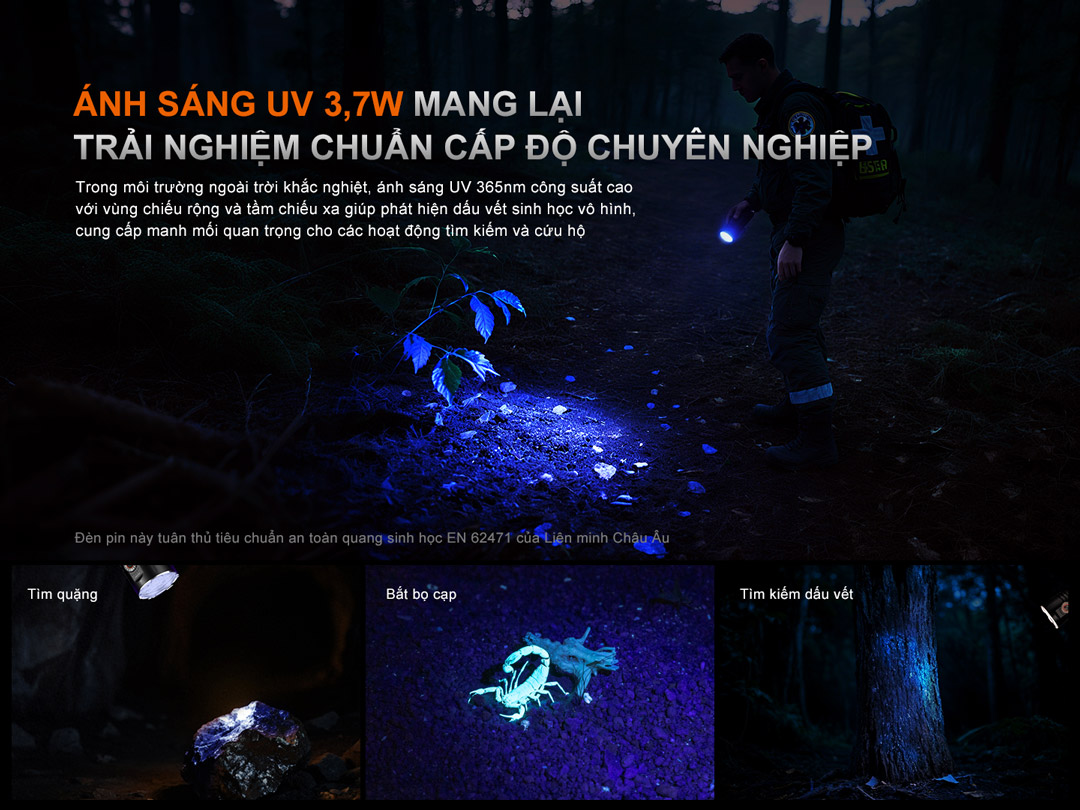 FENIX LR35R PRO – Đèn pin siêu sáng 10.000 lumen, (đỏ, UV, Strobe, SOS), 2 pin 6000mAh