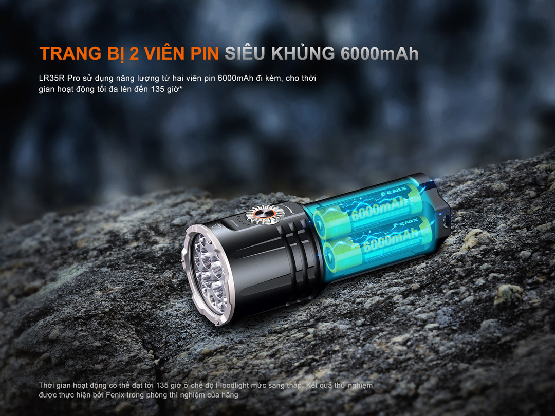 FENIX LR35R PRO – Đèn pin siêu sáng 10.000 lumen, (đỏ, UV, Strobe, SOS), 2 pin 6000mAh