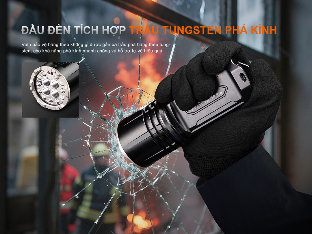 FENIX LR35R PRO – Đèn pin siêu sáng 10.000 lumen, (đỏ, UV, Strobe, SOS), 2 pin 6000mAh