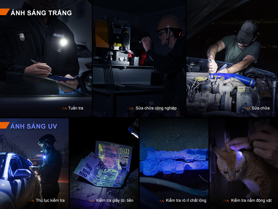 Với ánh sáng trắng và UV sẽ phù hợp với nhiều hoạt động sử dụng