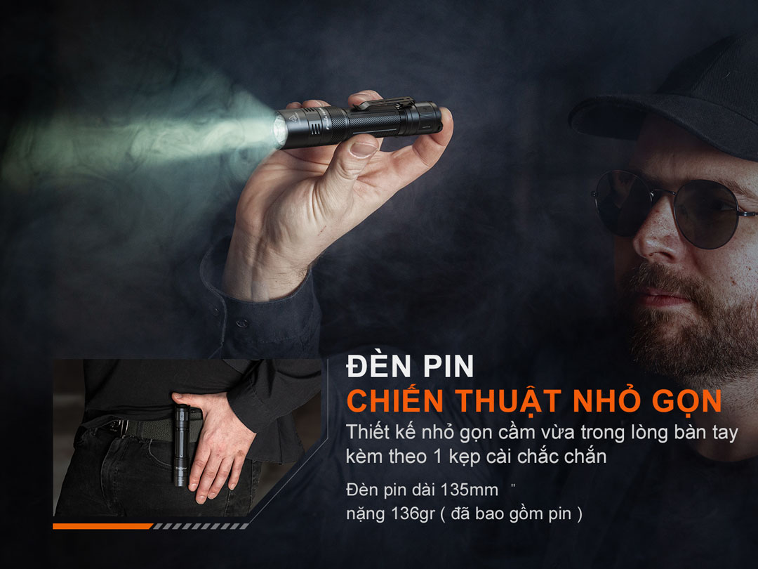 Đèn pin FENIX PD32R sáng 1400lm chiếu xa 344m sạc USB-C pin 18650 3400mAh