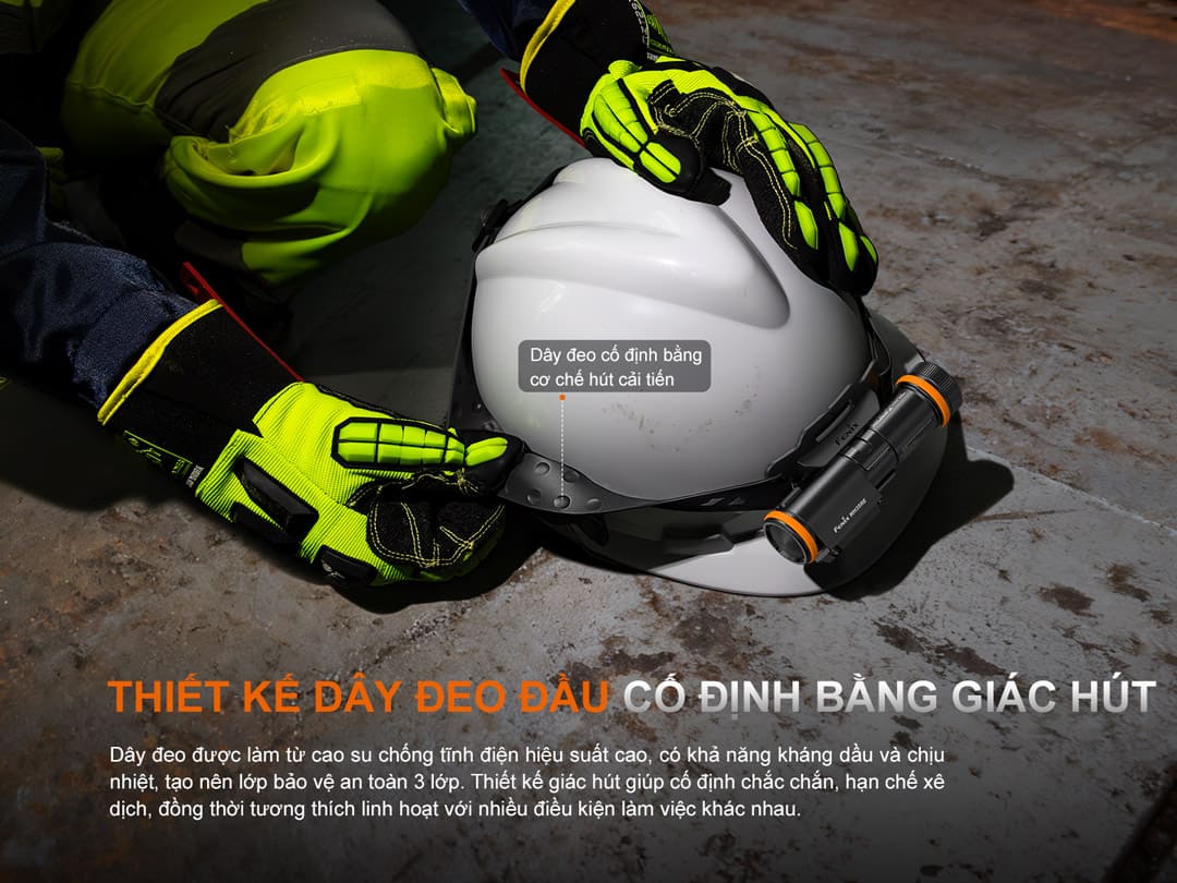 dây đeo cao su chống tĩnh điện, kháng dầu, chịu nhiệt và tương thích tốt với mũ bảo hộ công nghiệp.