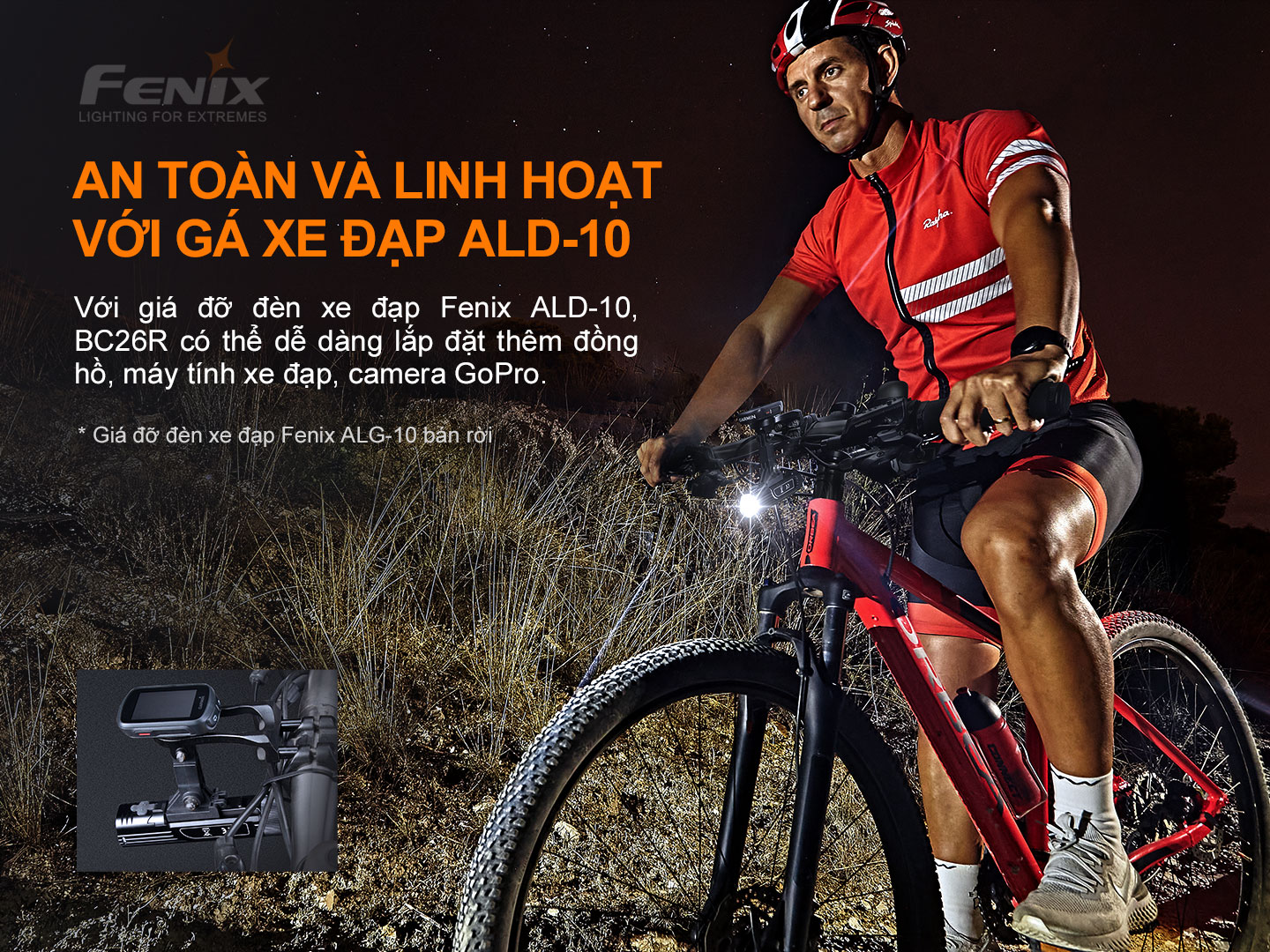 Đèn xe đạp FENIX BC26R sáng 1600 lm chiếu xa 168m LED Luminus pin 21700 5000mAh sạc type-C