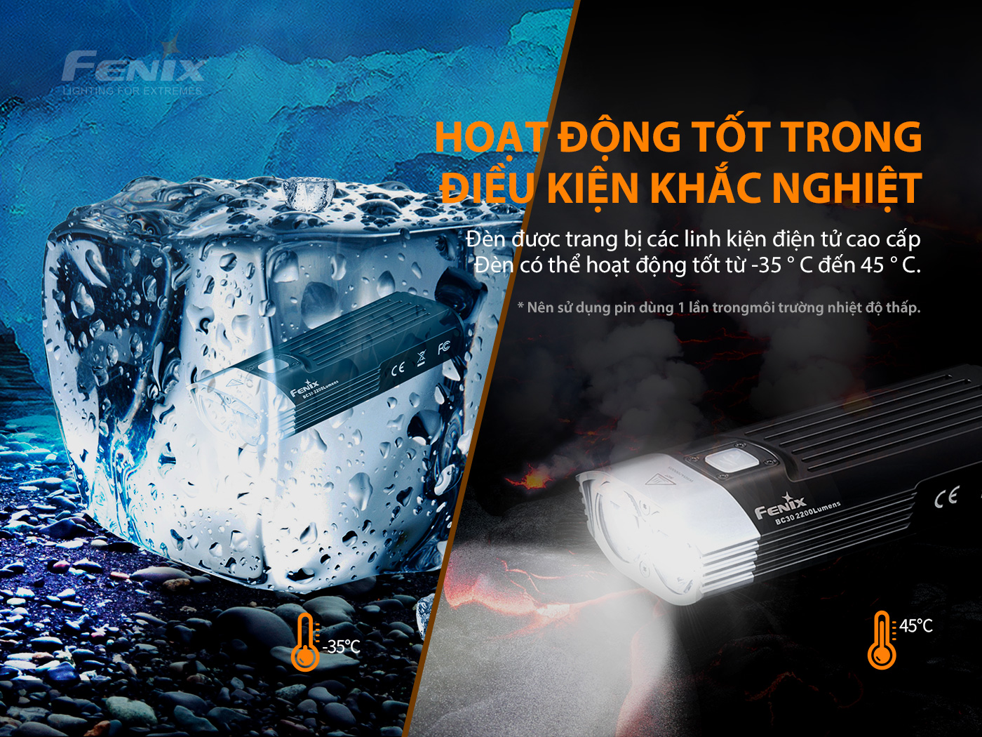 Đèn xe đạp FENIX BC30 V2.0 sáng 2200lm chiếu xa 187m công tắc remote kèm pin sạc