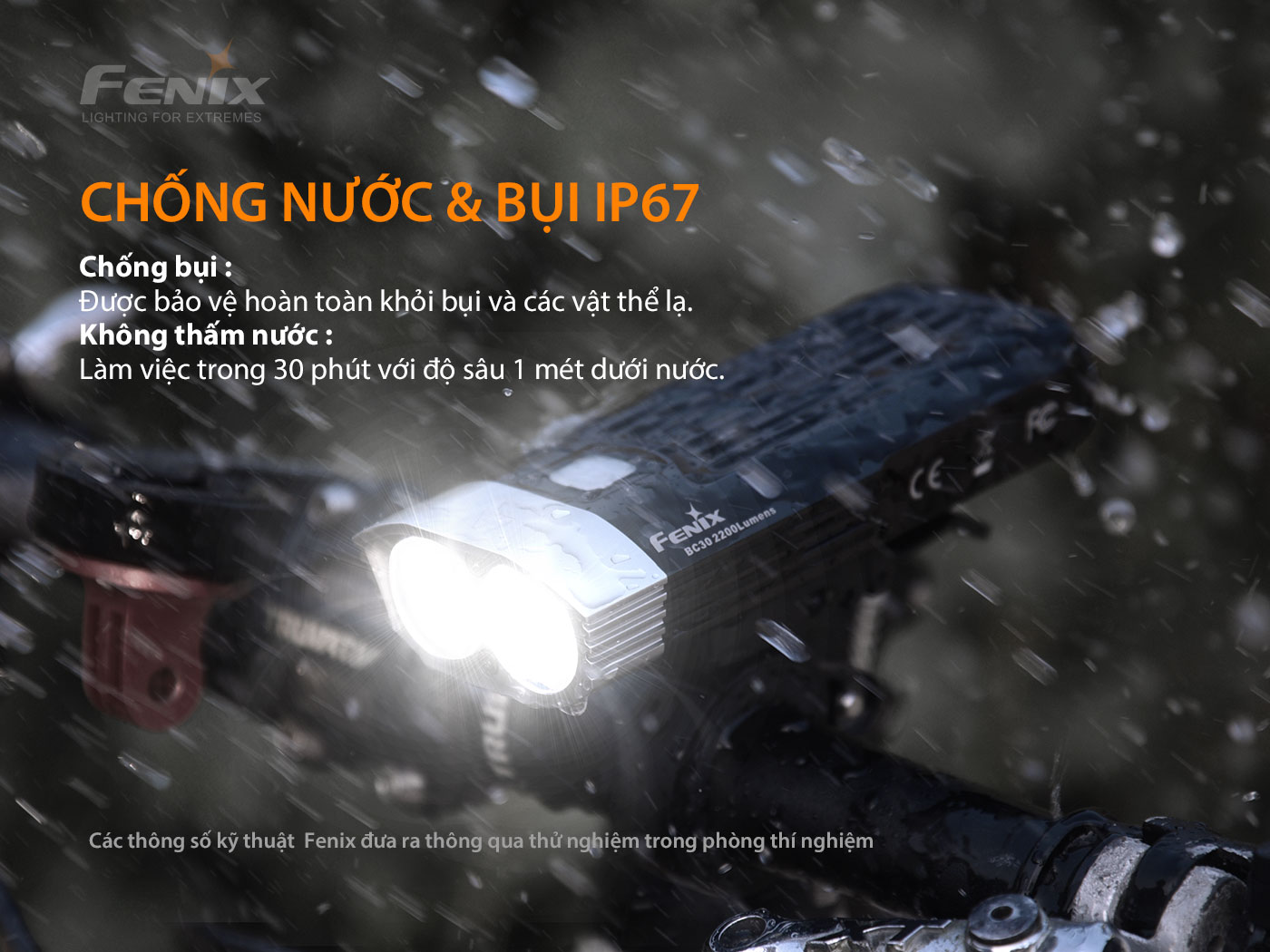 Đèn xe đạp FENIX BC30 V2.0 sáng 2200lm chiếu xa 187m công tắc remote kèm pin sạc