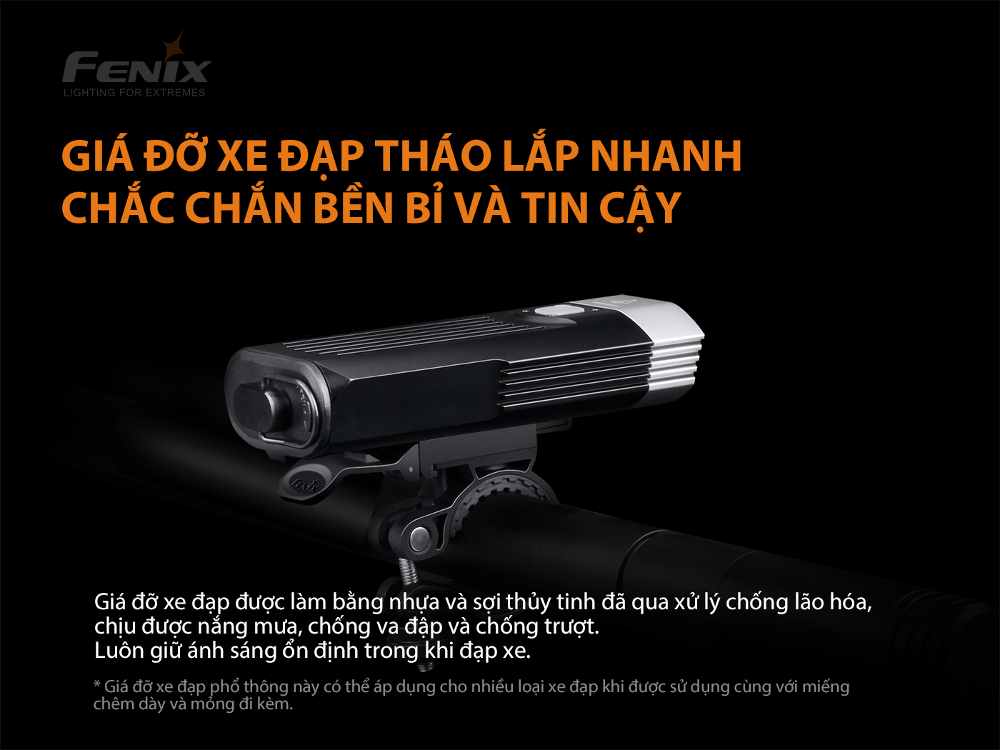 Đèn xe đạp FENIX BC30 V2.0 sáng 2200lm chiếu xa 187m công tắc remote kèm pin sạc