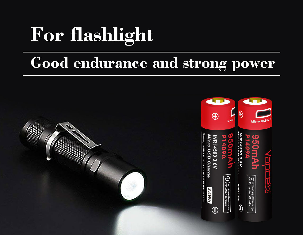 Pin sạc VAPCELL 14500 dung lượng 950mAh cổng sạc USB - P1409A