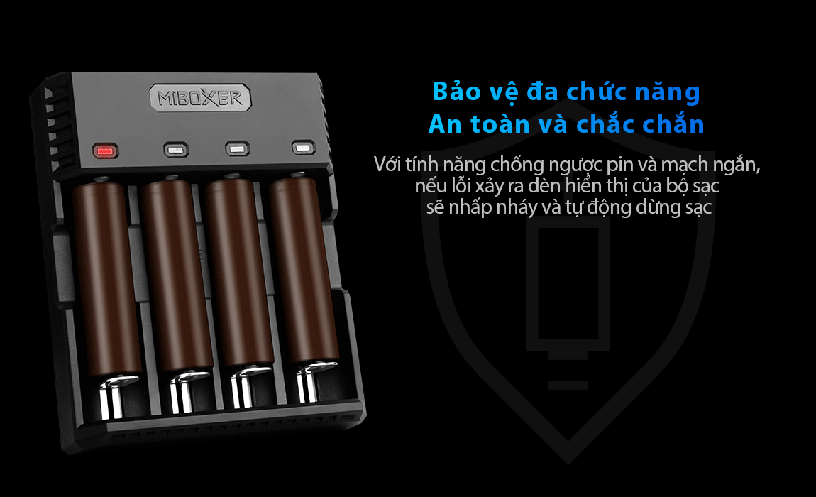 Sạc pin MIBOXER C4S đa năng 4 slot