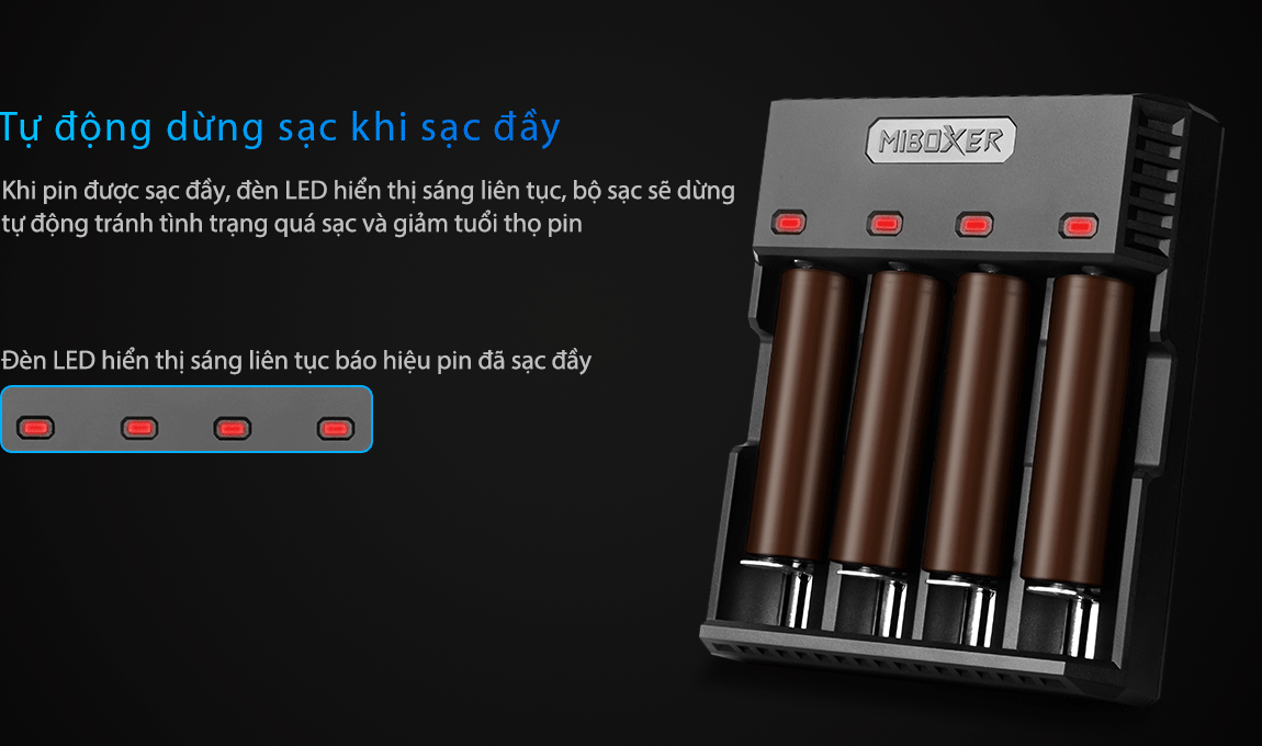Sạc pin MIBOXER C4S đa năng 4 slot