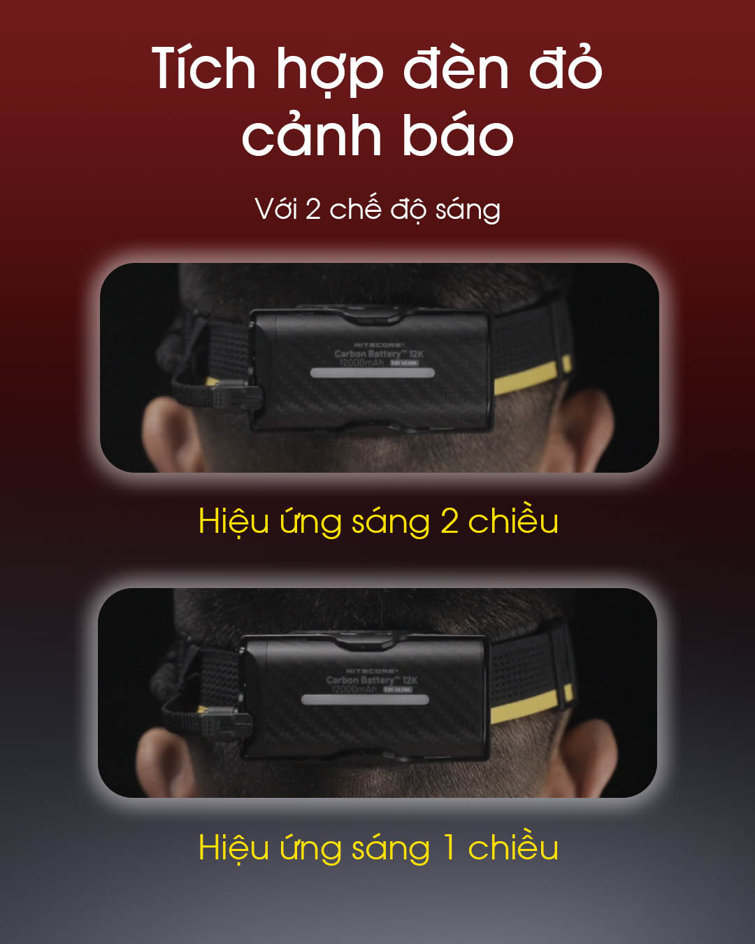 Pin sạc mở rộng NITECORE Carbon 12K 12000mAH dành cho đèn đeo đầu NITECORE