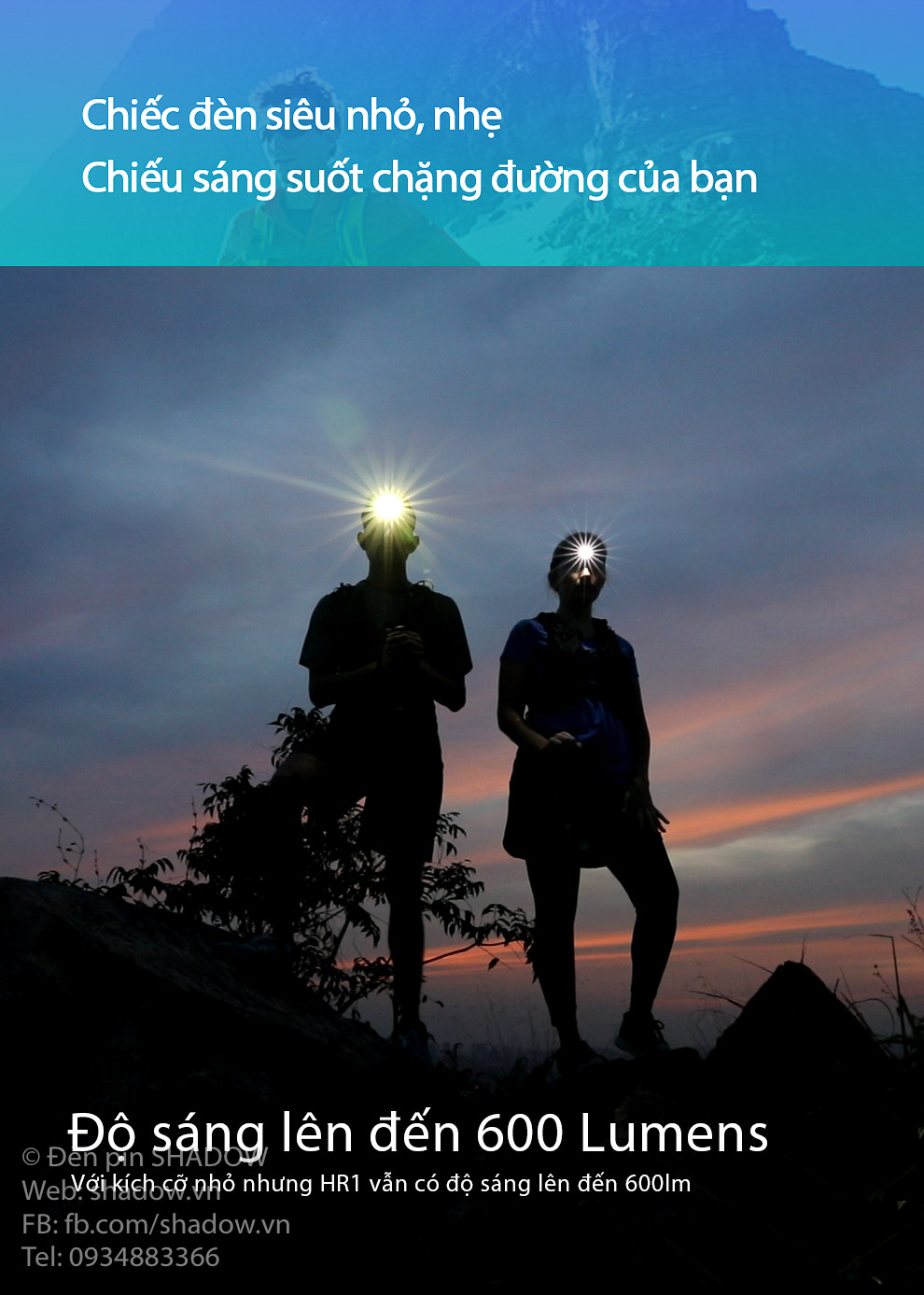 Đèn pin đội đầu KLARUS HR1 Plus độ sáng 600 lumen chiếu xa 90m pin Li-ion PP20 2000mAh