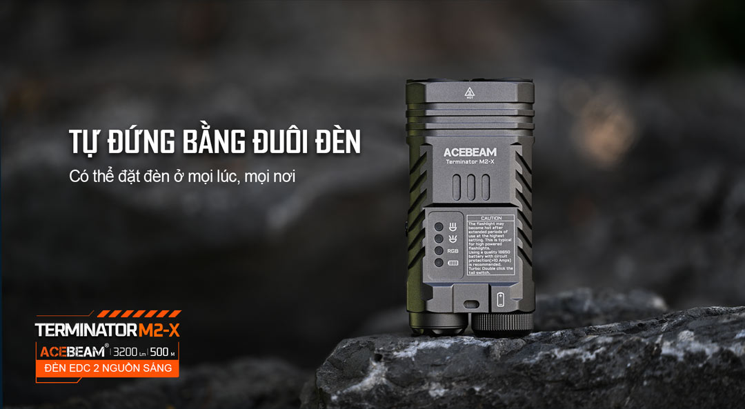 Đèn pin cao cấp ACEBEAM M2-X TERMINATOR 3200 lumen chiếu xa 500m pin 18650 3100mAh