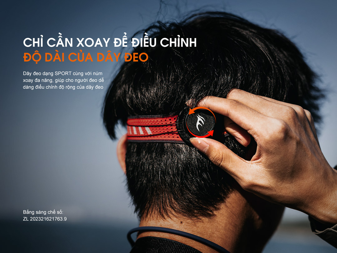 Dây đeo đầu được làm theo dạng Sport điều chỉnh kích cỡ tuỳ ý dễ dàng sử dụng 