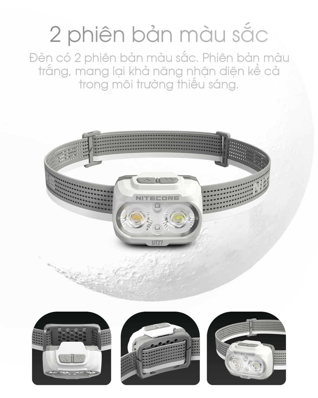 Đèn pin đội đầu NITECORE UT27 sáng 800lm chiếu xa 160m pin 1500mAh USB-C chuyên chạy marathon, chạy trail