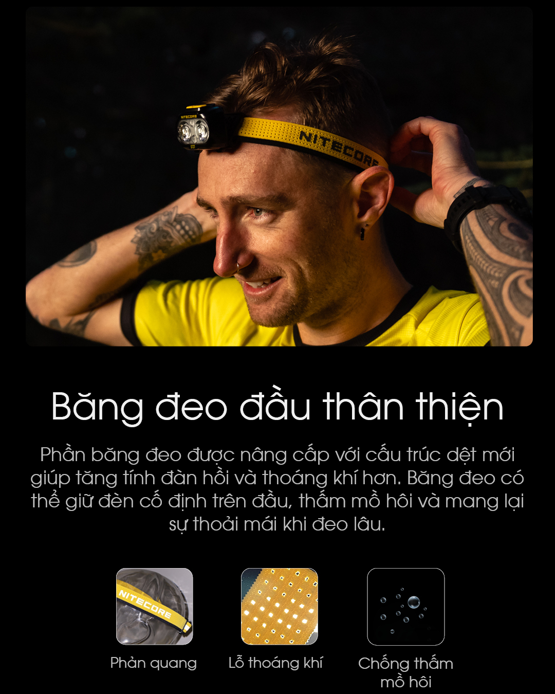 Đèn pin đội đầu NITECORE UT27 sáng 800lm chiếu xa 160m pin 1500mAh USB-C chuyên chạy marathon, chạy trail