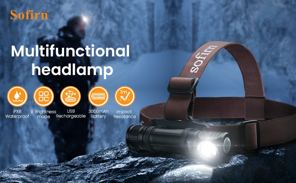 Đèn pin đội đầu SOFIRN HS40 sáng 2000 lumen chiếu xa 175m