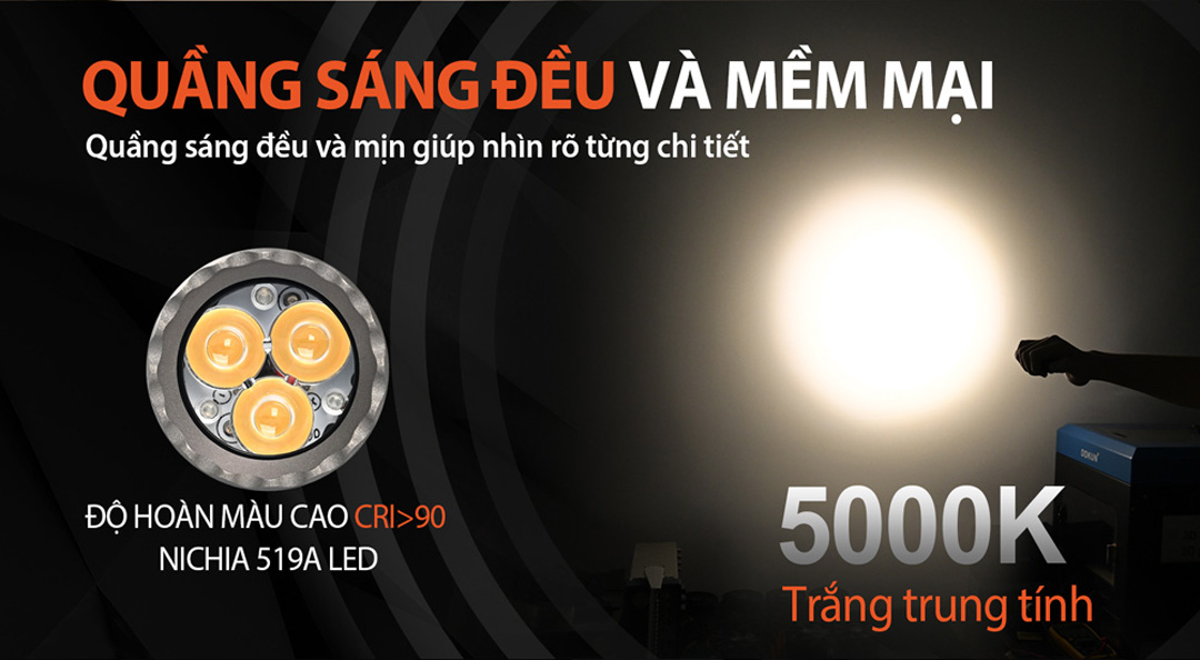 Đèn pin ACEBEAM E70 Mini Titanium độ sáng 1500lm CRI90 chiếu xa 140m sử dụng pin 18650 3100mAH (kèm theo)