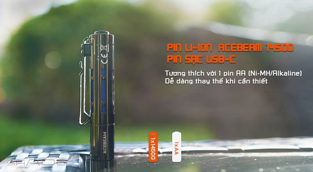 Đèn pin ACEBEAM RIDER RX độ sáng 650 lumen chiếu xa 96m