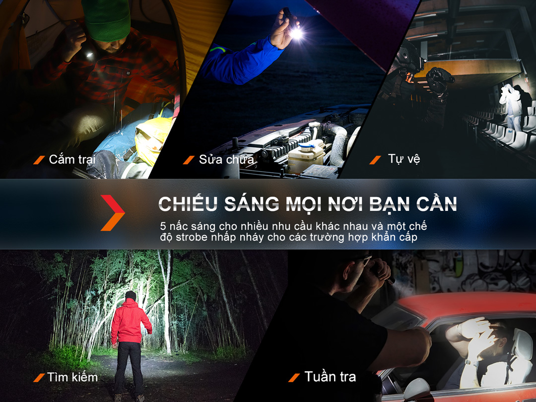 Đèn pin FENIX PD35R sáng 1700lm chiếu xa 353m sạc USB-C pin 18650 3400mAh