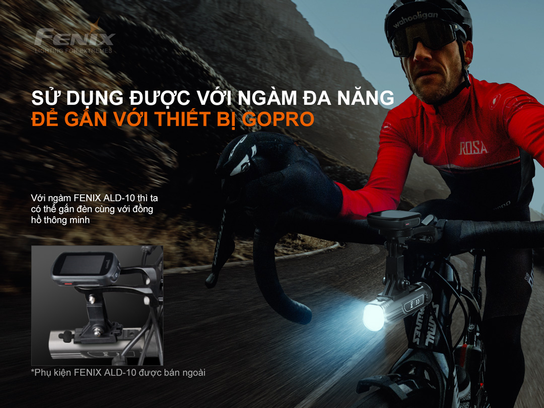 Đèn xe đạp FENIX BC21R V3.0 độ sáng 1200 lumen chiếu xa 142m pin 18650 2600mAh sạc USB-C