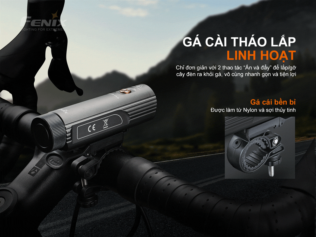 Đèn xe đạp FENIX BC21R V3.0 độ sáng 1200 lumen chiếu xa 142m pin 18650 2600mAh sạc USB-C