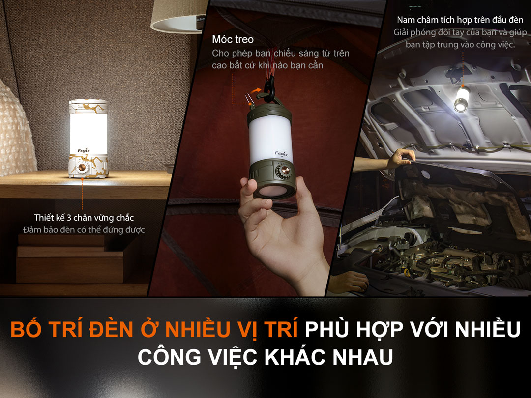 Đèn pin cắm trại FENIX CL26R Pro độ sáng 650 lumen pin 21700 sạc USB-C chiếu tỏa 360 độ USB-C Powerbank