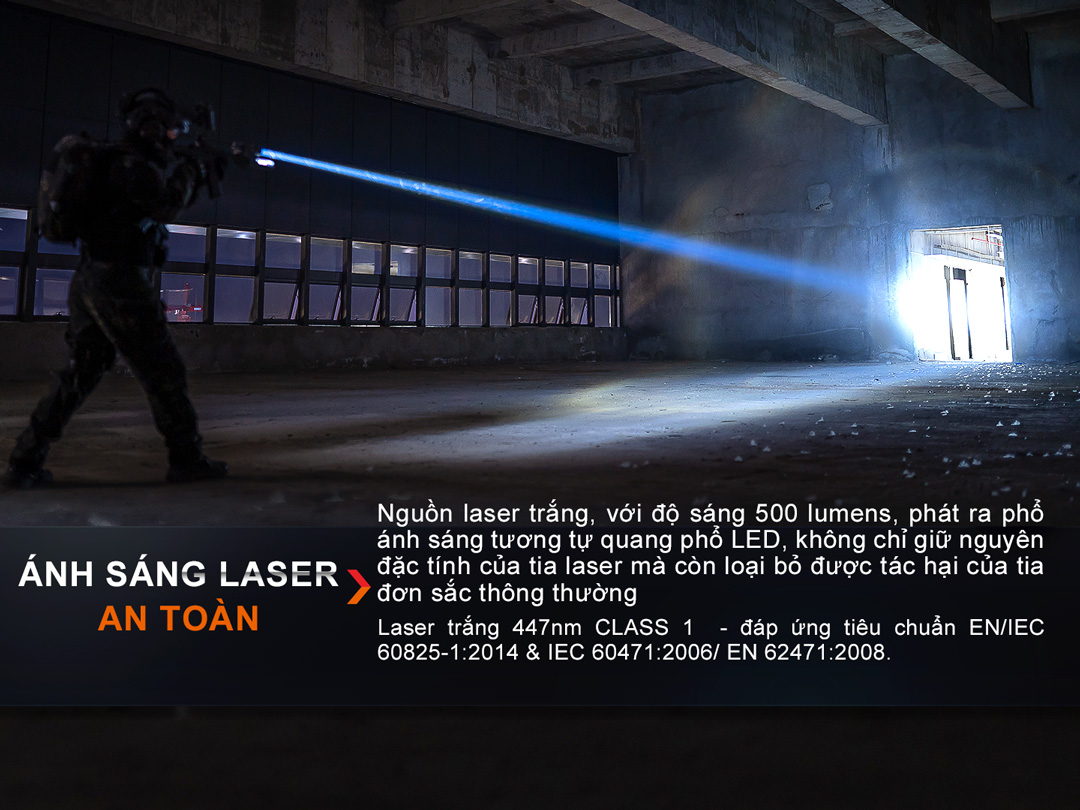 Đèn laser trắng FENIX HT30R sáng 500 lumen chiếu xa 1500m pin sạc 21700 USB-C