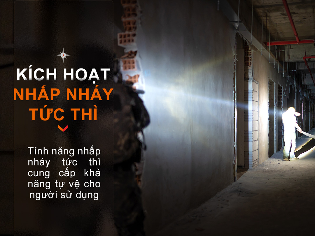 Đèn laser trắng FENIX HT30R sáng 500 lumen chiếu xa 1500m pin sạc 21700 USB-C