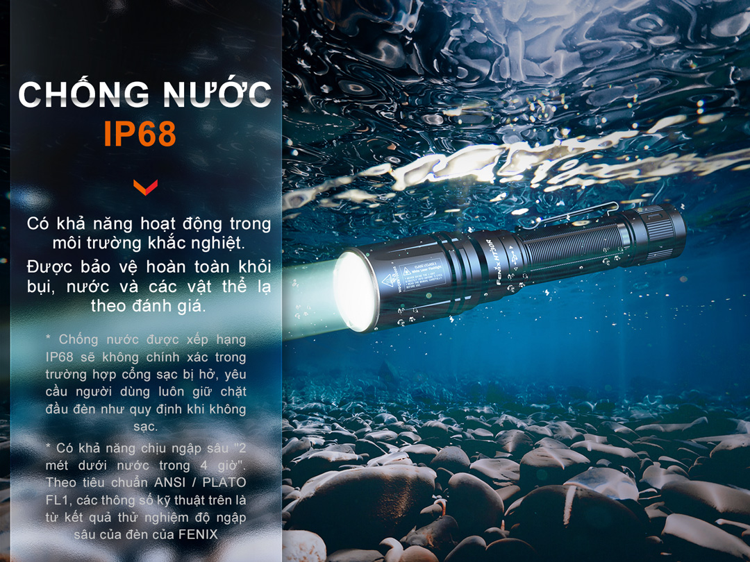 Đèn laser trắng FENIX HT30R sáng 500 lumen chiếu xa 1500m pin sạc 21700 USB-C