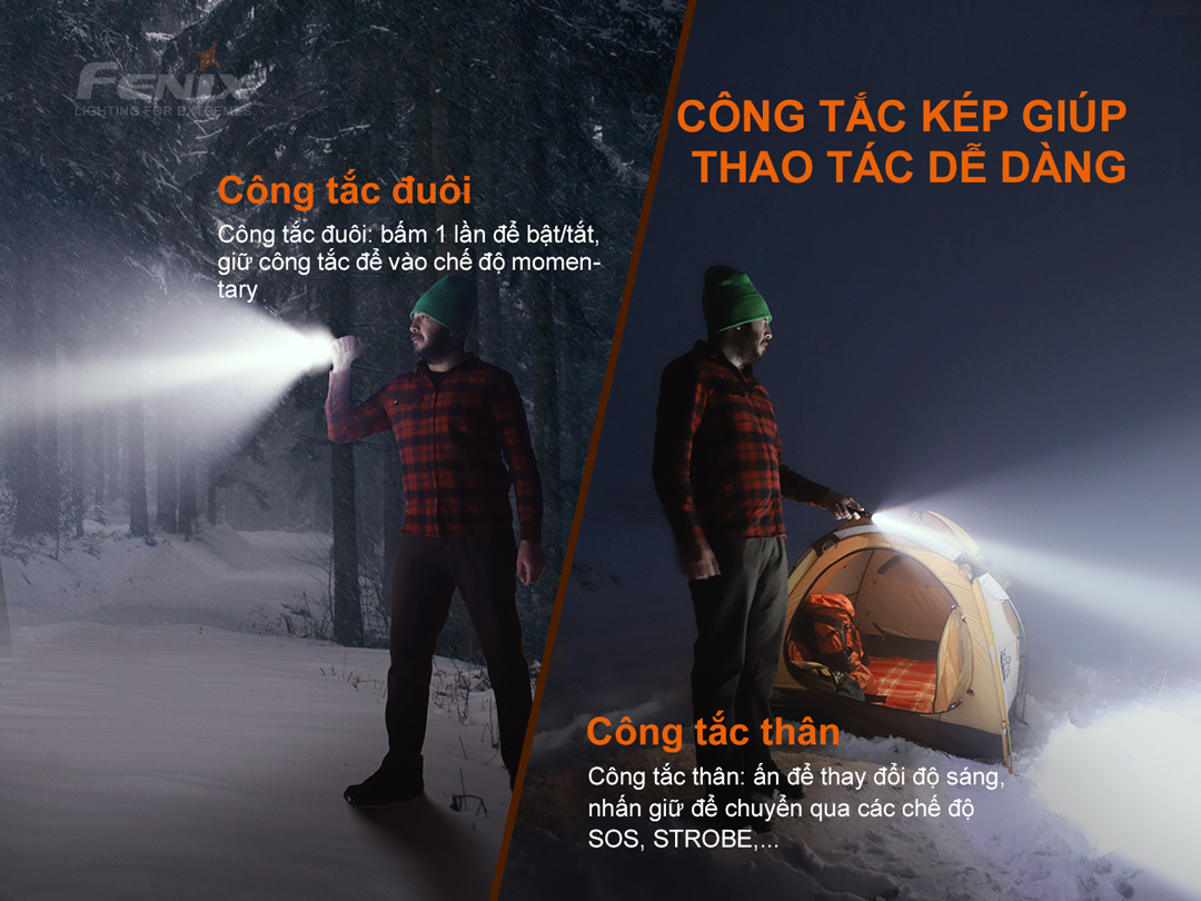 Đèn pin mini Fenix LD22 V2.0 sáng 800 lumen chiếu xa 214m pin 1100mAh