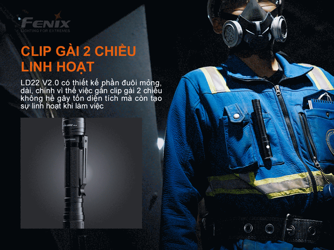 Đèn pin mini Fenix LD22 V2.0 sáng 800 lumen chiếu xa 214m pin 1100mAh