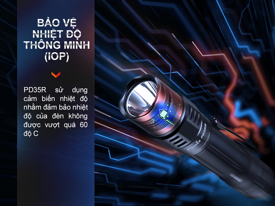 Đèn pin FENIX PD35R sáng 1700lm chiếu xa 353m sạc USB-C pin 18650 3400mAh