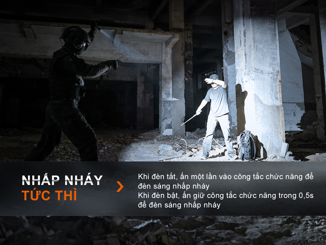 Đèn pin FENIX PD36R PRO sáng 2800lm chiếu xa 380m pin 21700 5000mAh sạc USB C công tắc kép phản ứng nhanh